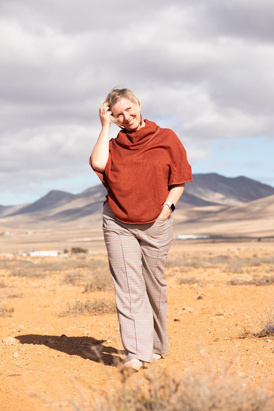 Mandy Zimmermann walking in the landscape of Fuerteventura